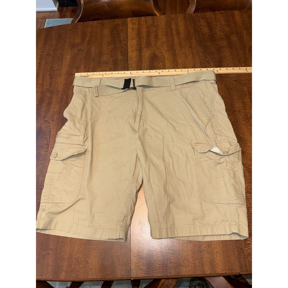 WearFirst Mens 42 Khaki Ripstop Cargo Shorts Built In Belt